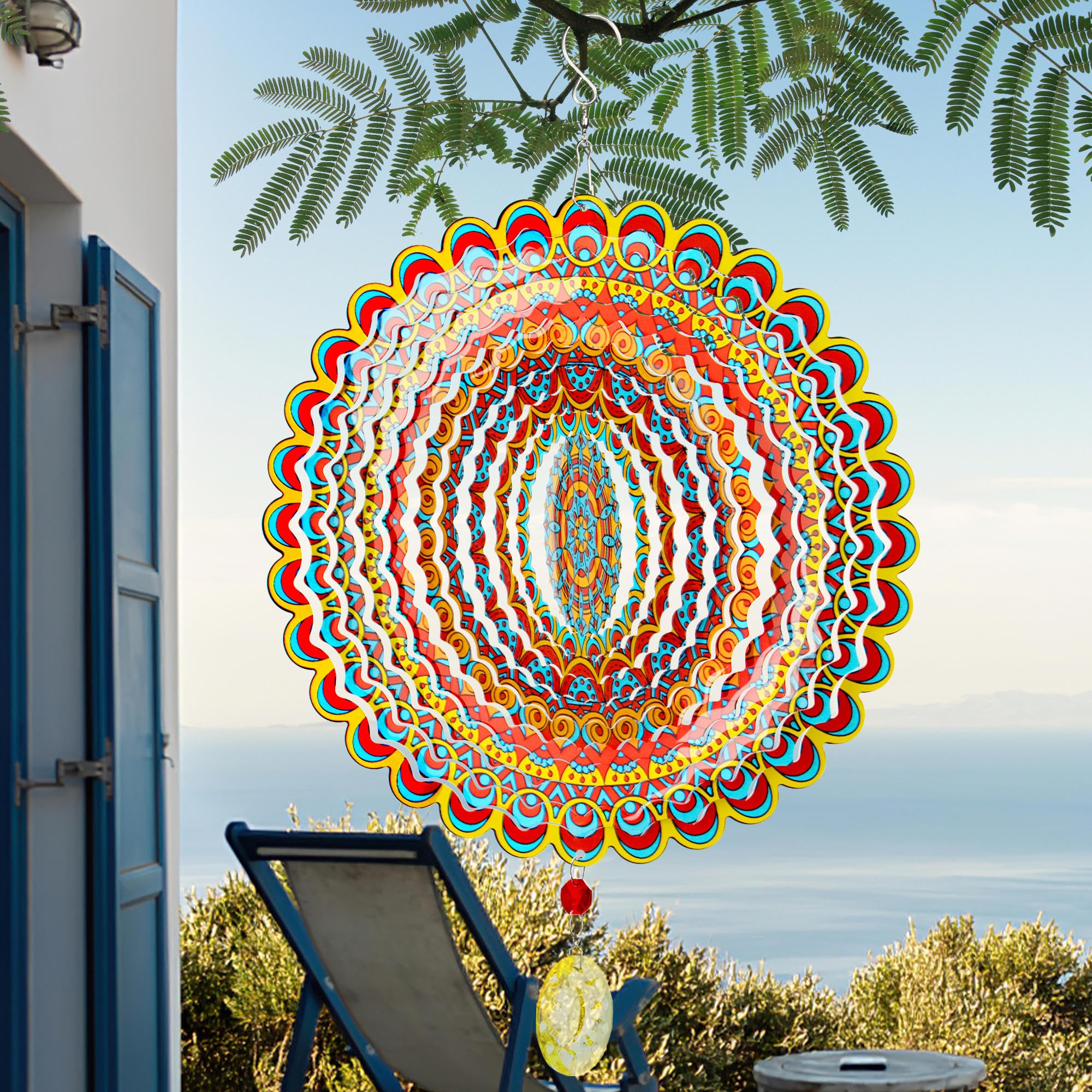 Mandela Windspiel, Windskulpturen, hängende Windspiele für Hof- und Gartendekoration, Outdoor-Dekorationen, Sonnenfänger, hängende Kunstornamente für Balkondekoration (Mandela-Farbe)