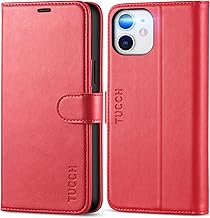 TUCCH Custodia per iPhone 12/12 Pro Cover Antiurto Portafoglio Magnetica Flip con Chiusura Pelle Sintetica RFID Blocco Tasca Carte Portacellulare Compatibile con iPhone 12/12 Pro (6,1" 2020), Rosso