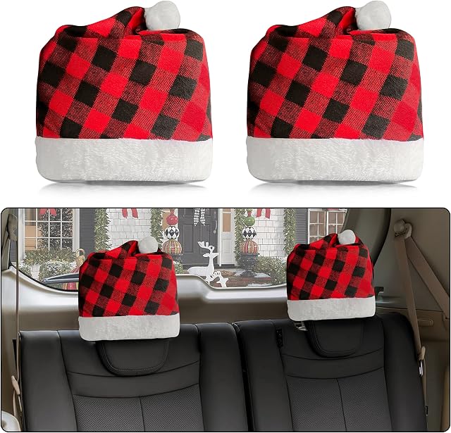 R HORSE Christmas Car Decorations Santa Hat Car Seat Covers Christmas Party Hat Santa Claus Hat Soft Comfort Xams Holiday Hat Christmas Party Hat Festive Theme Car Decorations for Christmas