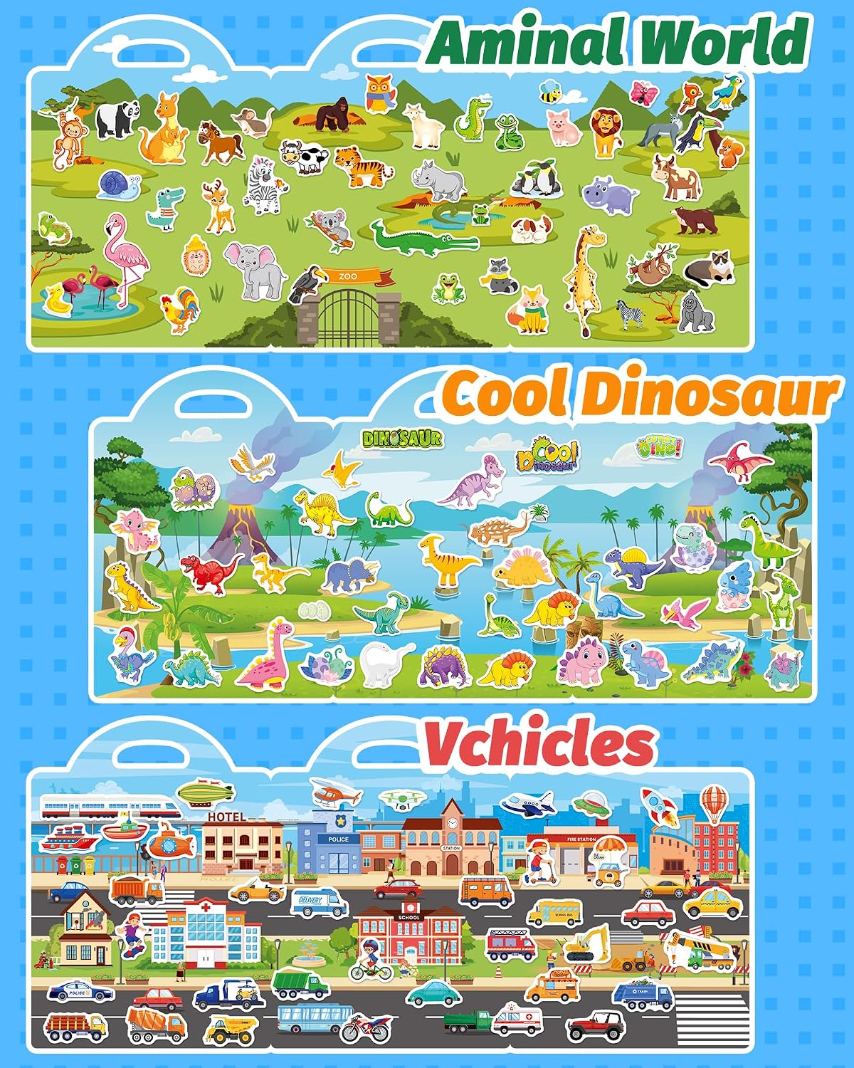 Walenced Reusable Sticker Book for Toddlers, Stickers for Kids, Travel Toys | Toddler Toys, Birthday Gifts for Boys Girls, Airplane Travel & Road Trip Essentials Kids, Toddler Activity Crafts, Mess-Free