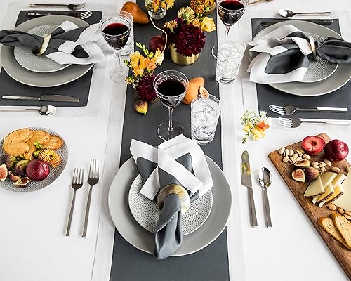 Miniatura 5 de Solino Home Camino de mesa de lino de 14 x 108 pulgadas, camino de mesa decorativo con borde festivo para Acción de Gracias, Navidad, hecho a mano y