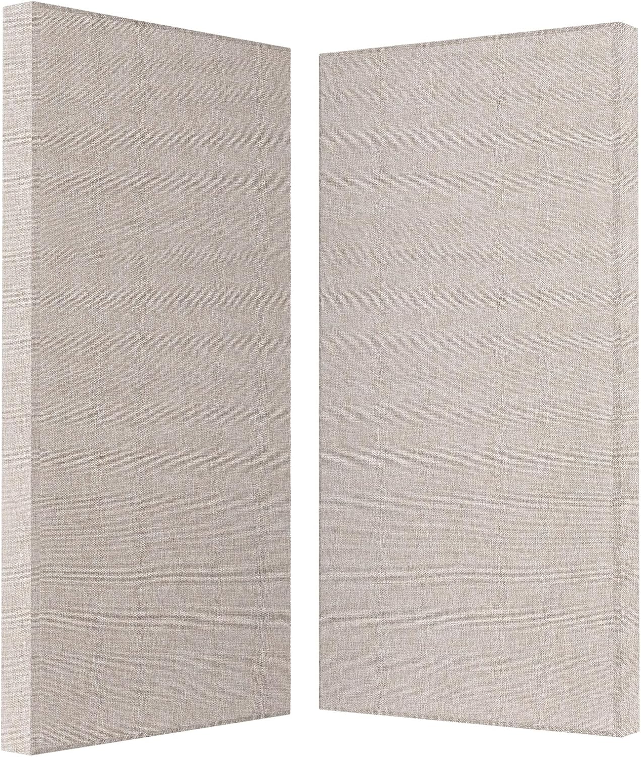 2” Thick Acoustic Panels with Hanging Hardware, 2 PCS 47.2” x 23.6” Fiberglass Sound Absorbing Panels for Home Theater Church Office Wall, Linen