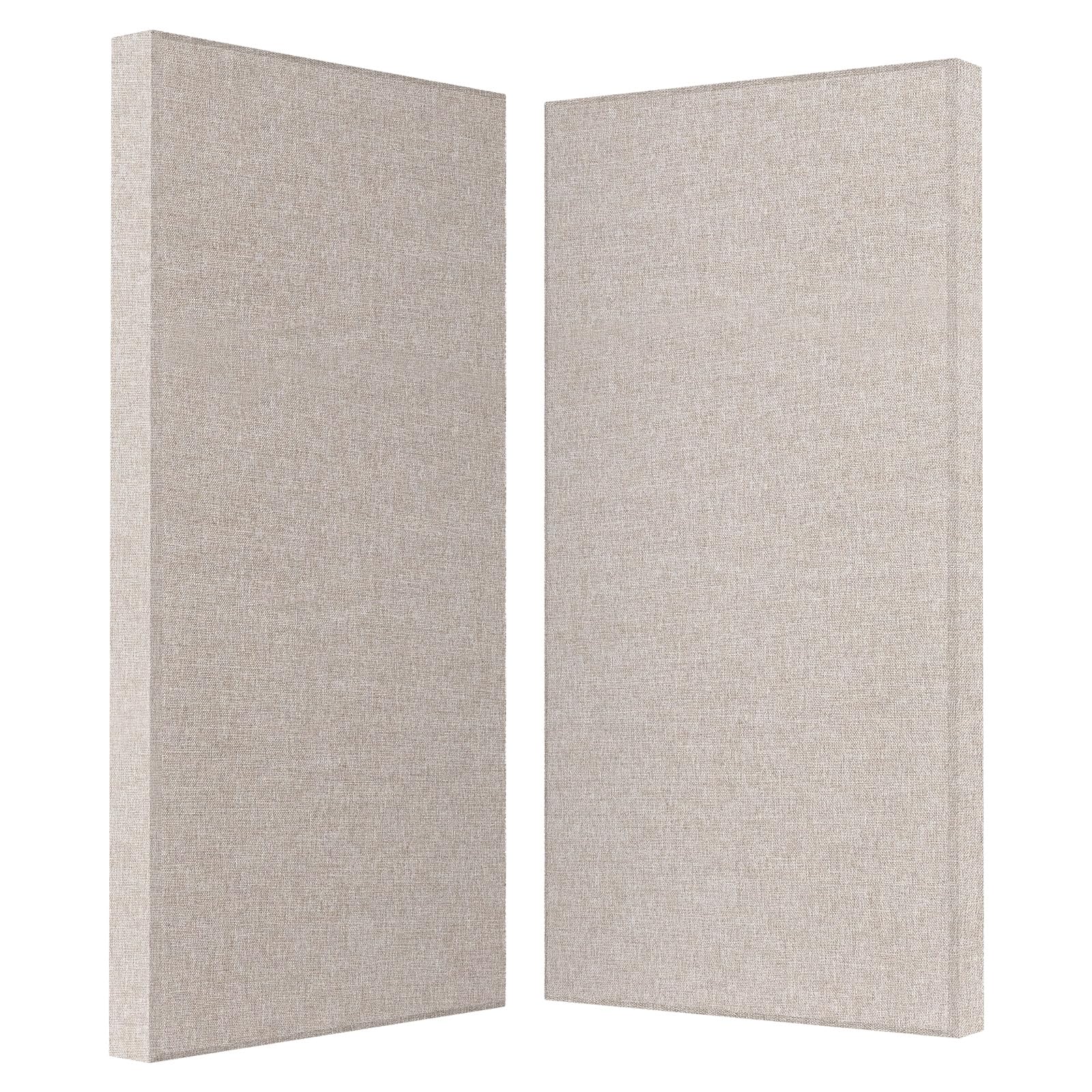 2” Thick Acoustic Panels with Hanging Hardware, 2 PCS 47.2” x 23.6” Fiberglass Sound Absorbing Panels for Home Theater Church Office Wall, Linen