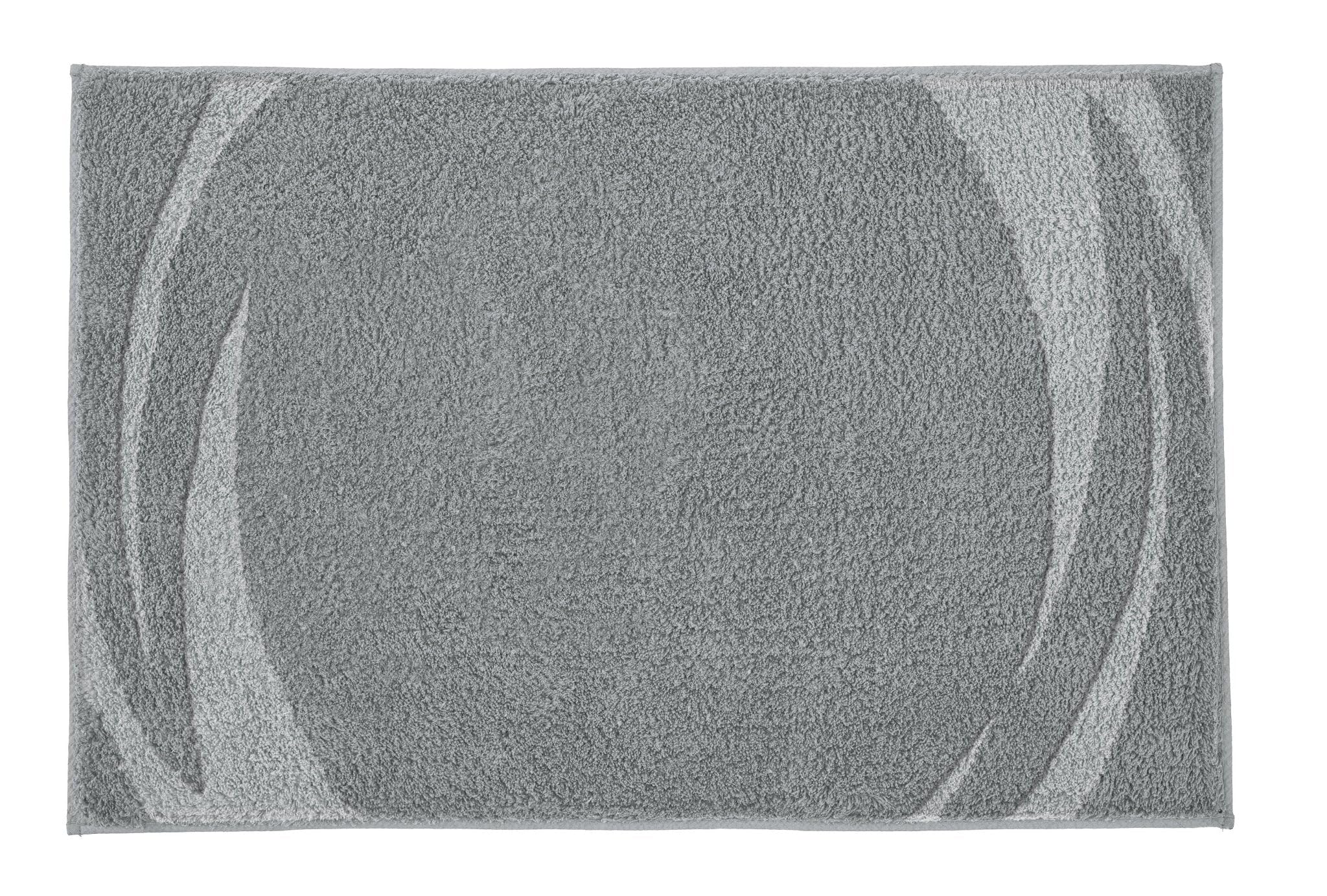 Kleine Wolke Badteppich Mystic Anthrazit 60 x 90 cm | OEKO-TEX zertifiziert, rutschhemmende Unterseite, für Fußbodenheizung, maschinenwaschbar, 100% Polyacryl