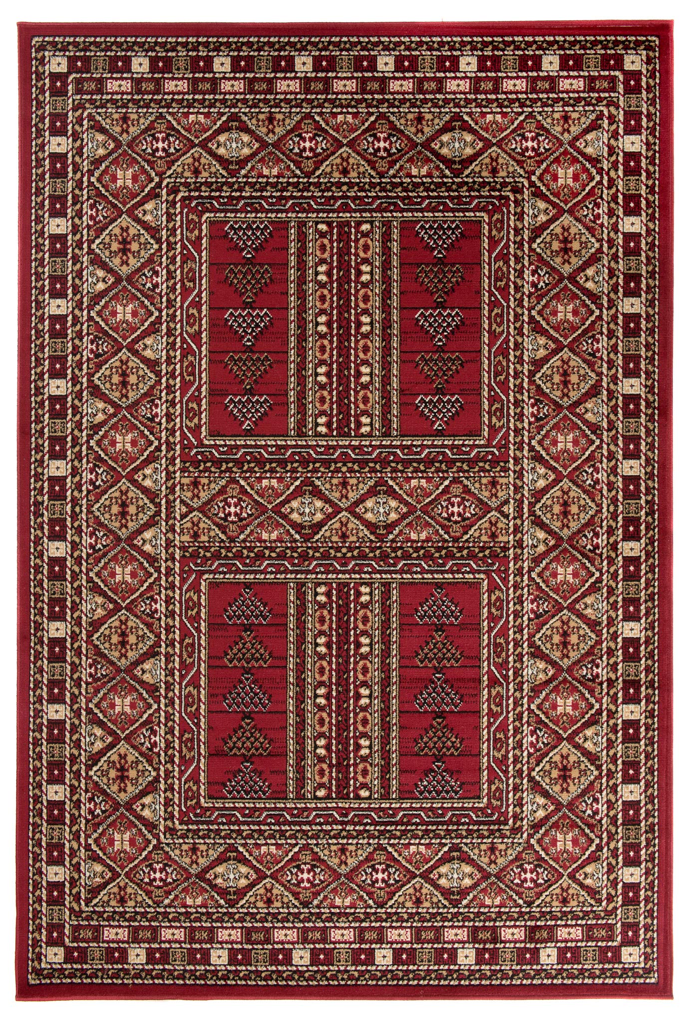 Carpeto Rugs Tappeto Orientale Salotto a Pelo Corto Rosso Bordeaux Bordò 140 x 200 cm Classico Persian Design