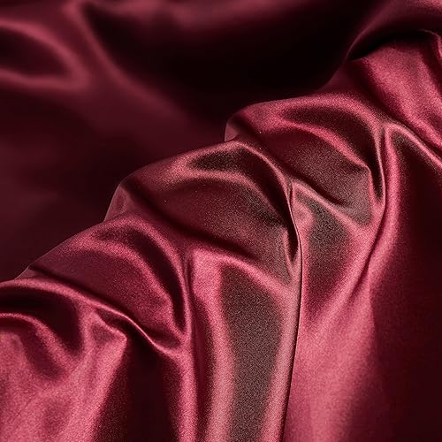 Tela de satén sedoso rojo vino de 5 yardas de 63 pulgadas de ancho para bodas, decoración, fiesta, moda, ropa, manualidades, costura