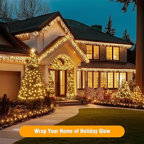 Miniatura 5 de Luces de Cadena para Exteriores 99 Pies 300 LED Conectables 8 Modos con Temporizador Luces de Cadena Decorativas para Árbol de Navidad Patio Fiesta