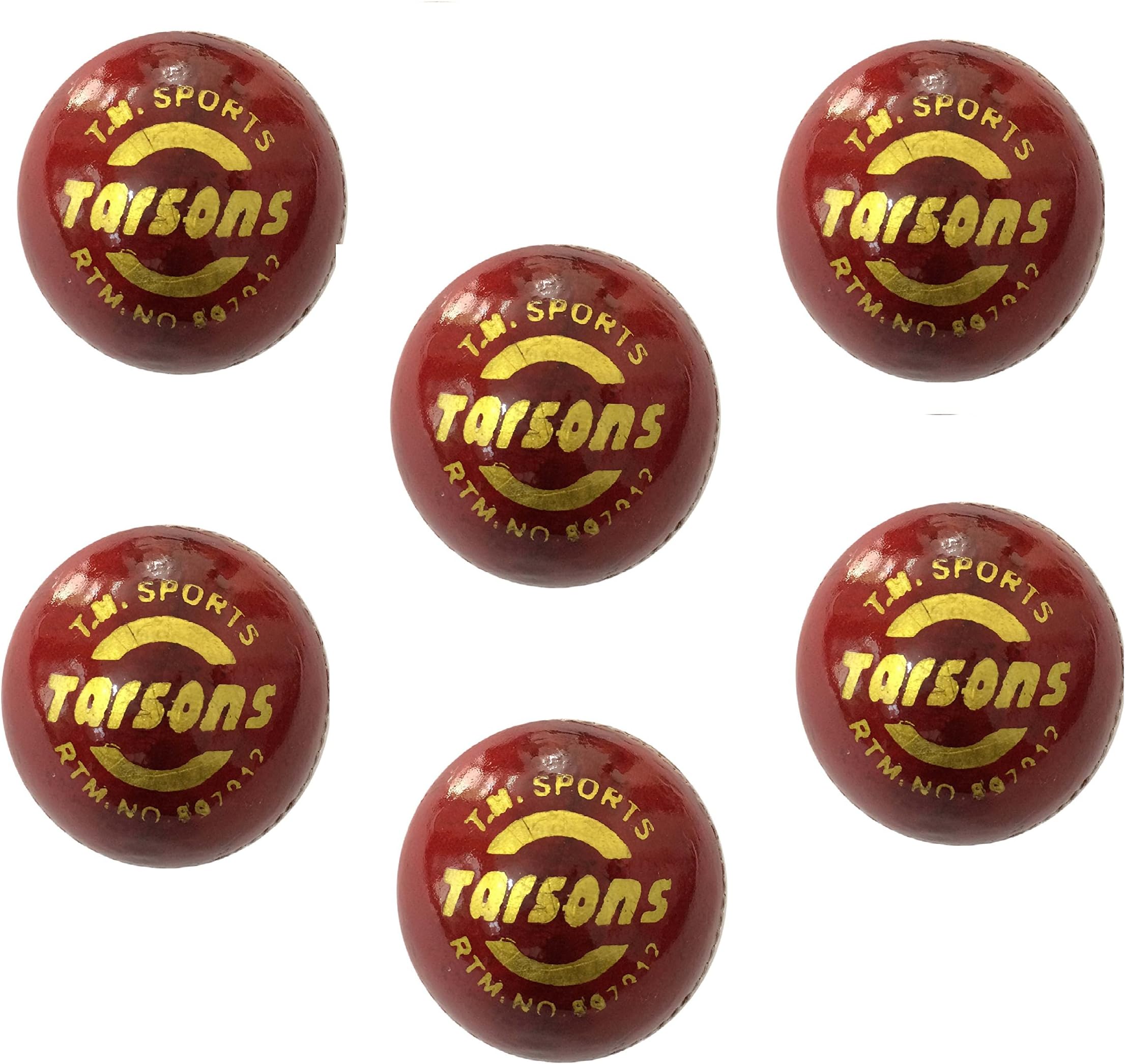 Tms Premium Quality Cricket Red Leather Ball Set of 6