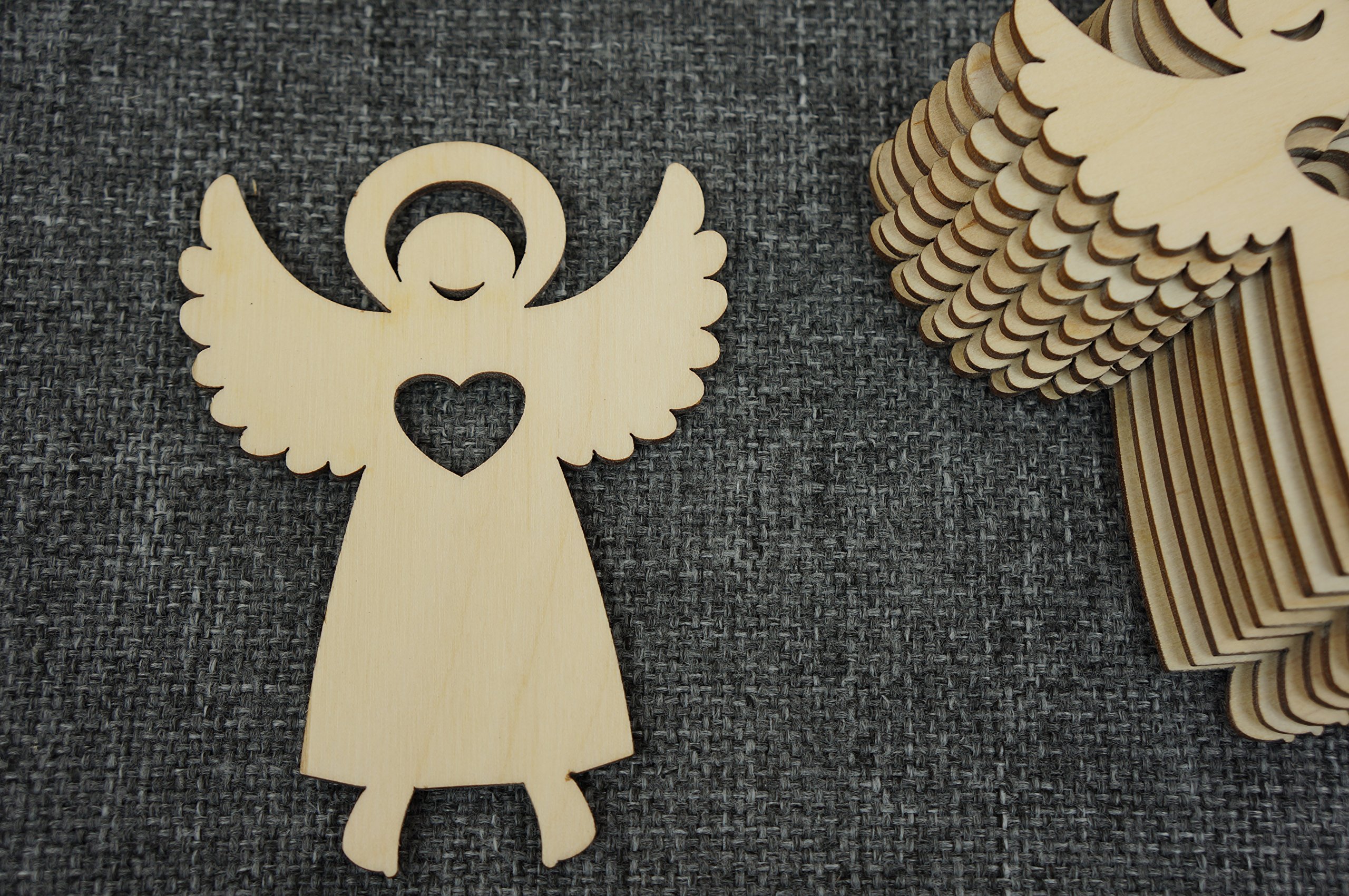 10x Wooden Angel with Heart Birch Shapes Fairy Gift Tags Blank Craft Decoration
