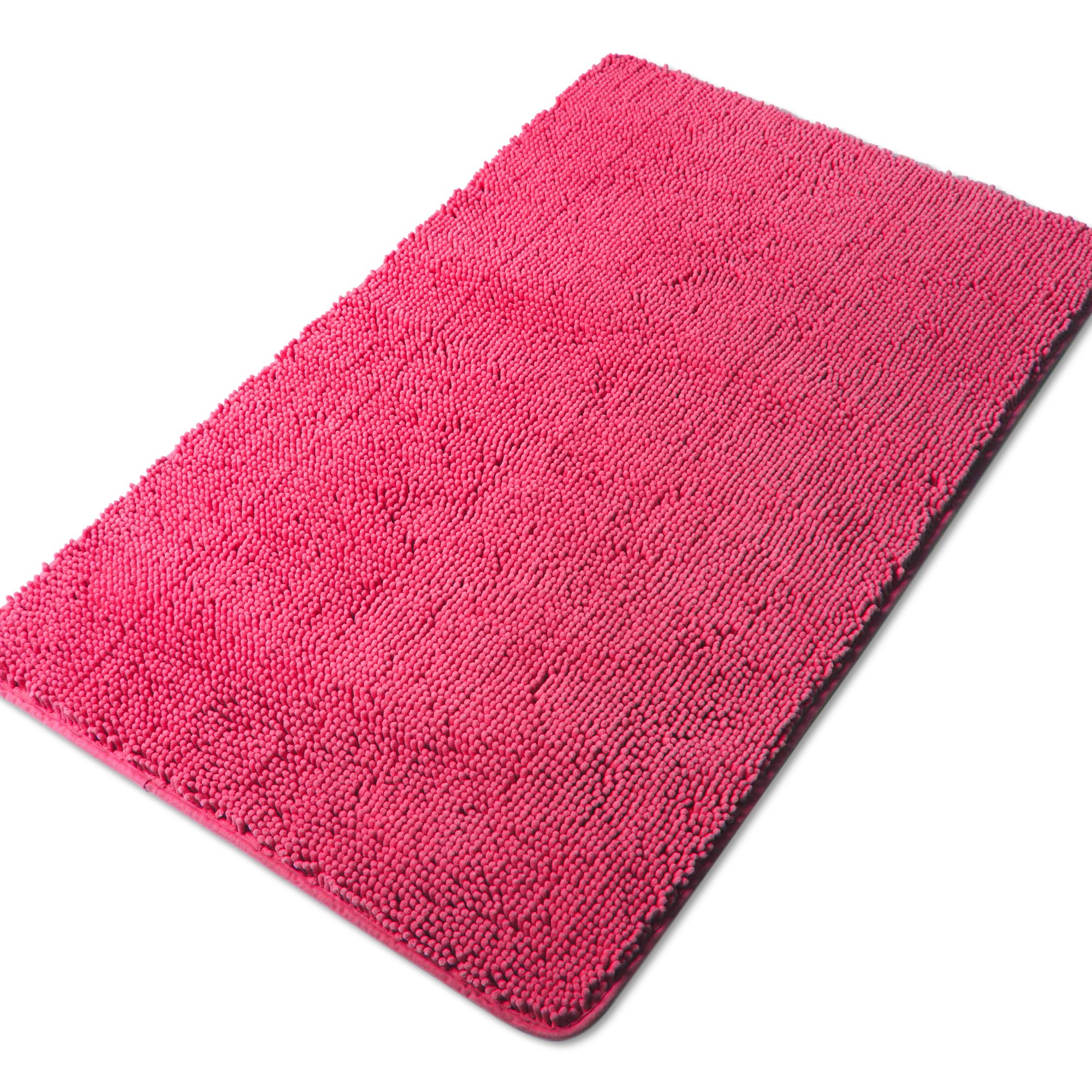 Yeaban Chenille Hot Pink Bathroom Rug 30"x50",Non-Slip Rubber Backing — image 1