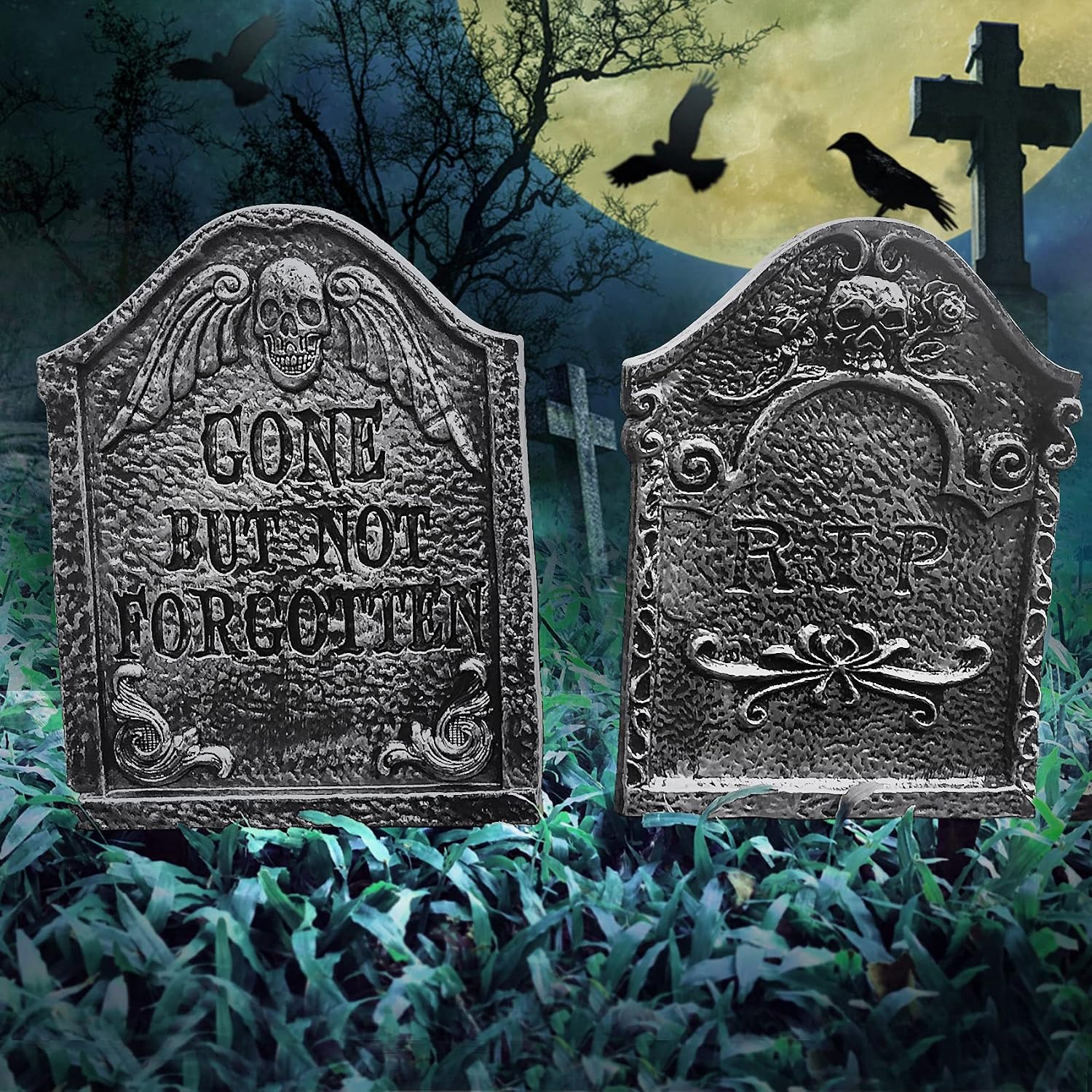 Halloween Outdoor Decorations, Halloween Yard Signs, Halloween Tombstones Yard Stakes - 2 Packs Halloween Props, Halloween Headstone Yard Stakes Signs for Halloween Graveyard Haunted House Lawn Decor
