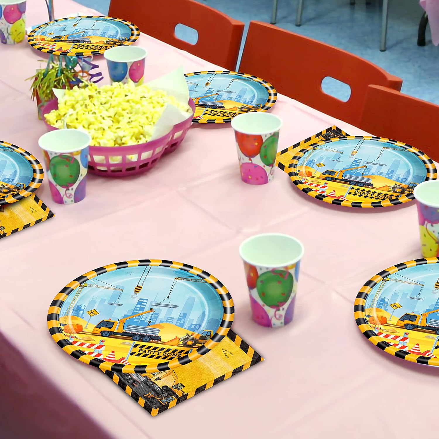 96 Pcs Construction Birthday Party Plates Napkins Forks Supplies Tableware Set Disposable Table Dump Truck Theme Decoration for Boys/Kids Birthday Party, Serves 24 Guests - Image 7