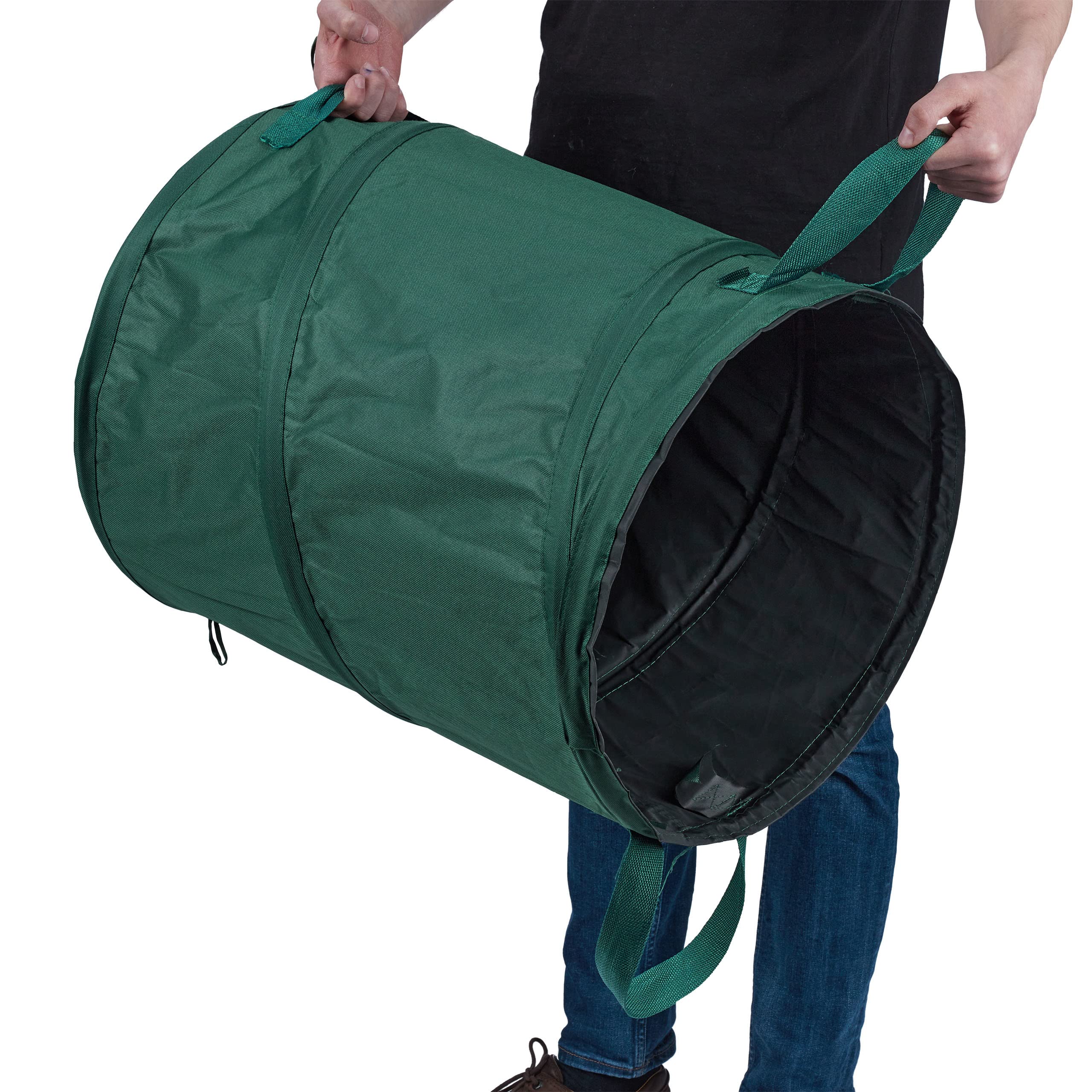 Relaxdays Bolsas Jardín, Auto-desplegables, Set3, 90L, Sacos Hojas PopUp, Asas, Resistente Rayos UV, Impermeables, Verde