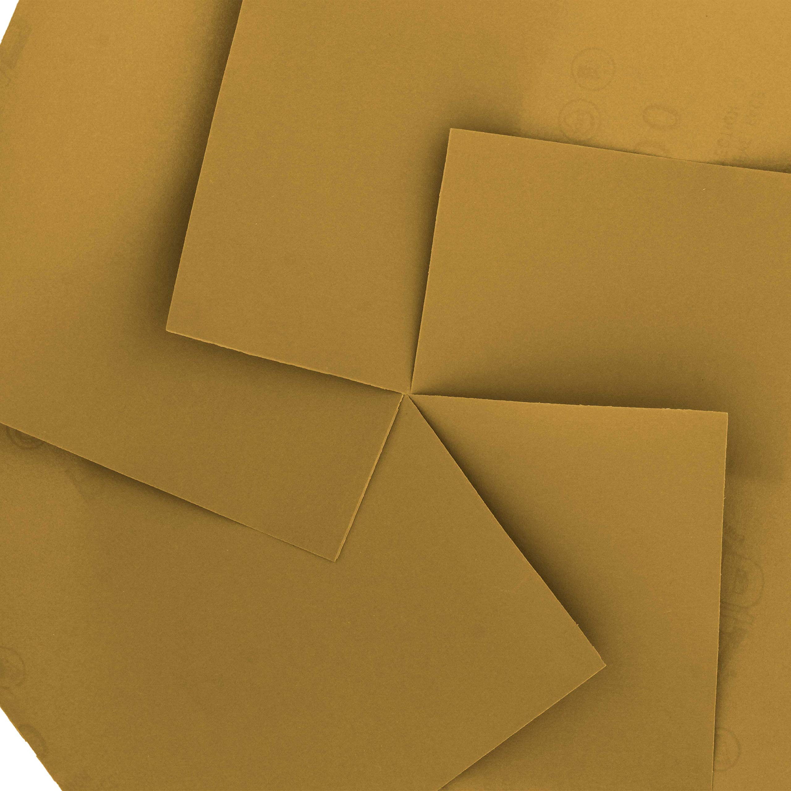 Dura-Gold - Papel de lija de grano 600 dorado – 1/4 hoja de papel de lija liso 5.5" x 4.5" – para lijadoras de palma automotriz y carpintería – Caja de 400