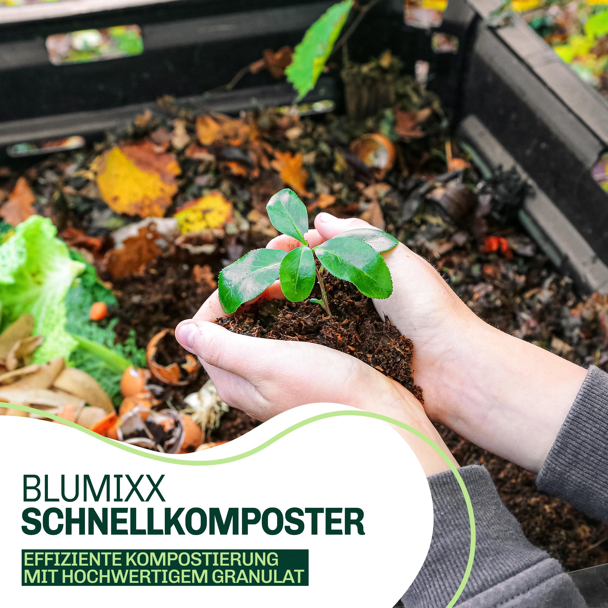 Blumixx Compostador rápido de 3 kg granulado acelerador de compostaje – Aceleración del proceso de compostaje – Arrancador de compostaje de alta calidad de sustancias naturales – Ideal para suelos