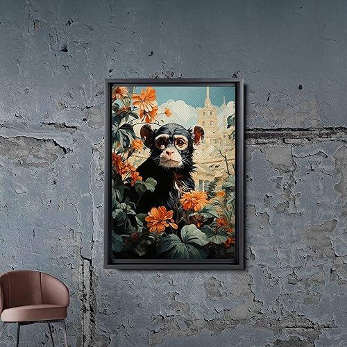 Miniatura 1 de Mid,Century Modern Jungle Monkey in Rainforest Trees, Captivating Nature and Wilderness Artwork, Animal Wall Art Celebration, Canvas, Wall Decor