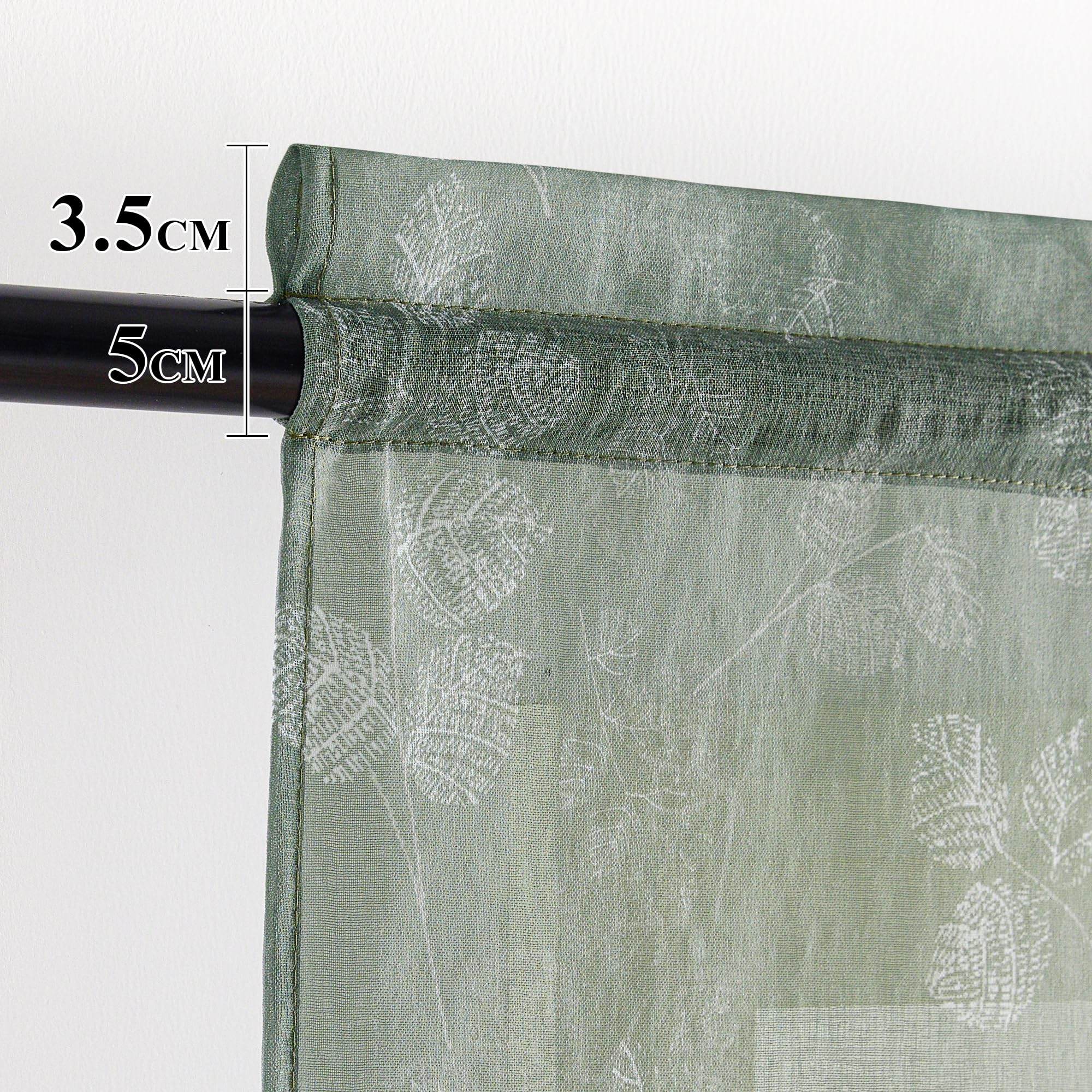 PONY DANCE Tende a Vetro per Porta Finestra 2 Pezzi 60x240 CM Tendine per Soggiorno Eleganti Decorazioni Trasparenti per Cucina Tenda Stampate con Tasca, Verde