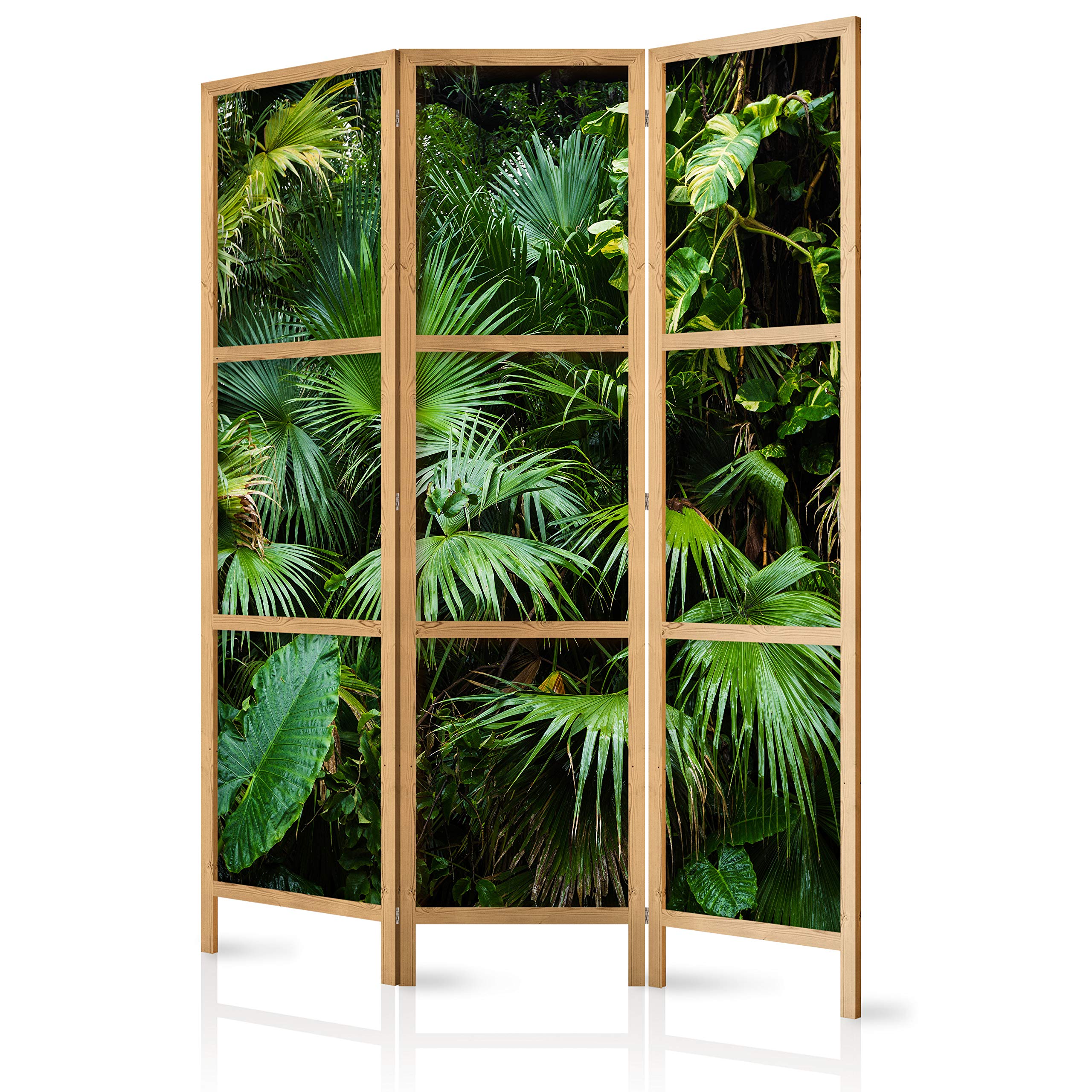 murando Room divider Tropical Leaves green 135x171cm / 54"x68" 3 pieces Non-Woven Canvas Single-Sided Folding Screen Privacy wood pattern design hand made Home office Japan b-B-0312-z-b — image 1