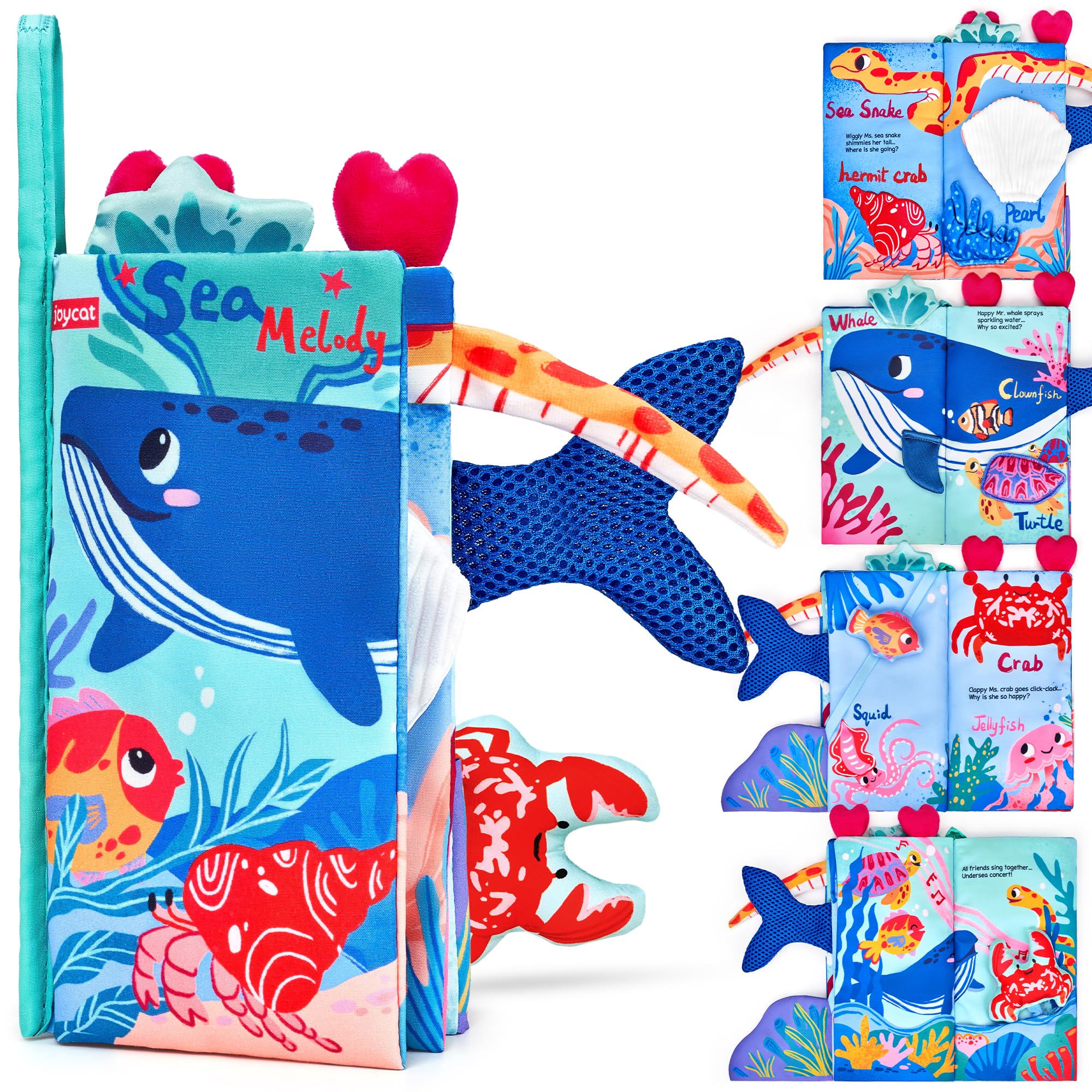 JoyCat Baby Books 0-6 Months, Infant Tummy Time Toys Sensory Books for Babies, Touch Feel Activity Soft Crinkle Cloth Book, Travel Toy for 0 3 6 12 Months Boy Girl Gifts Christmas Stocking Stuffers