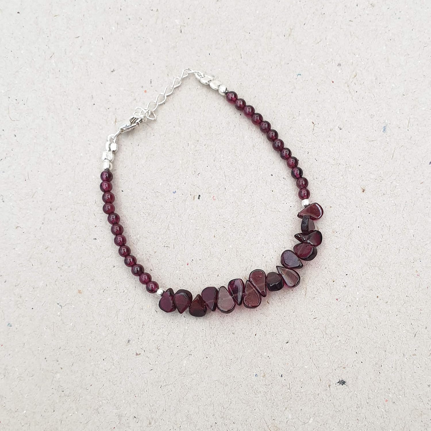 Pink Indian Garnet Crystal Gemstone Bracelet for Women with Sterling Silver Clasp Healing Energy Emotional Balance,Vitality Jewelry
