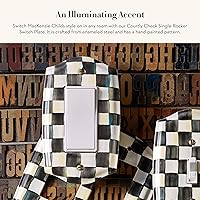 Vista 2 de MACKENZIE-CHILDS Enamel Switch Plate, Light-Switch Cover, Single Rocker, Black-and-White Courtly Check