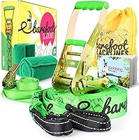 Vista 1 de Barefoot Slackline Kit de 60 pies (59.1 ft) juego completo que incluye trinquete, línea de entrenamiento, protectores de ladridos e instrucciones