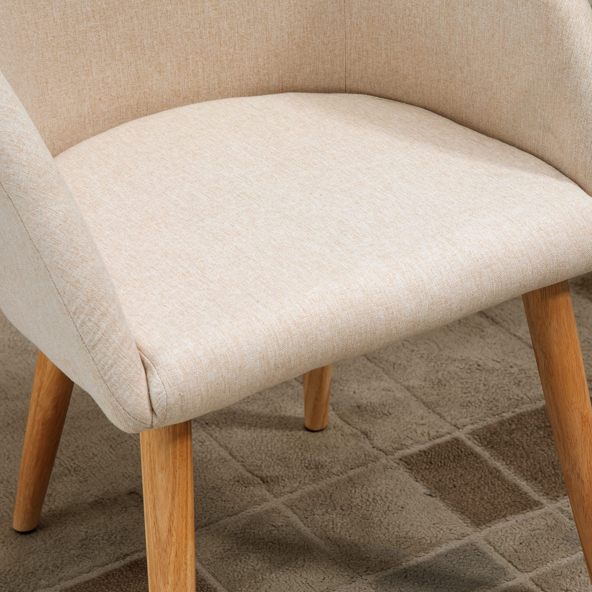 HOMCOM Esszimmerstühle 2er Set Küchenstuhl mit Rückenlehne Modern Beige