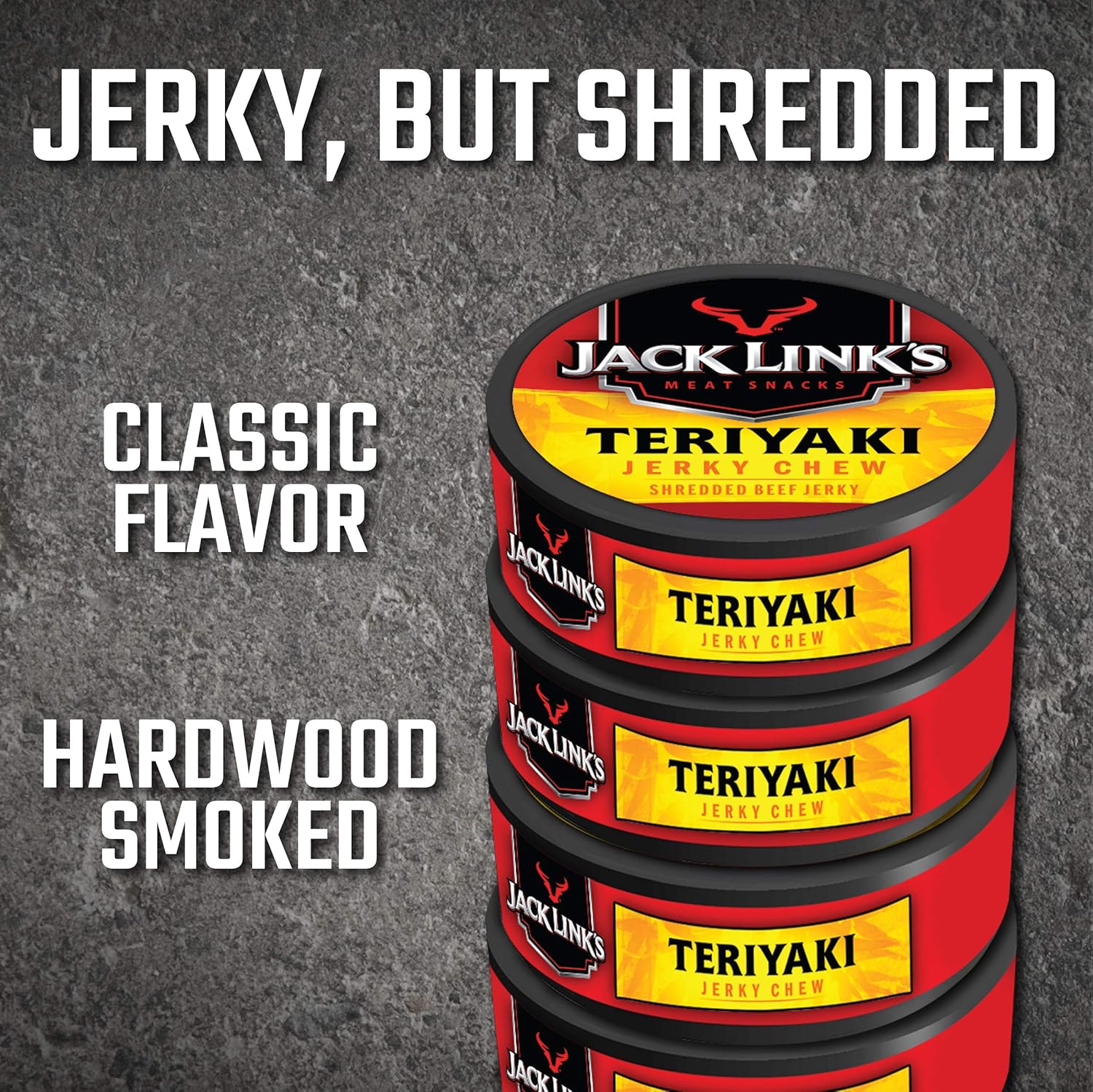 Jack Links Jerky Chew, 0.32 oz., Pack of 24 – Shredded Beef Jerky, Made with 100% Beef, Teriyaki, 7.68 Oz