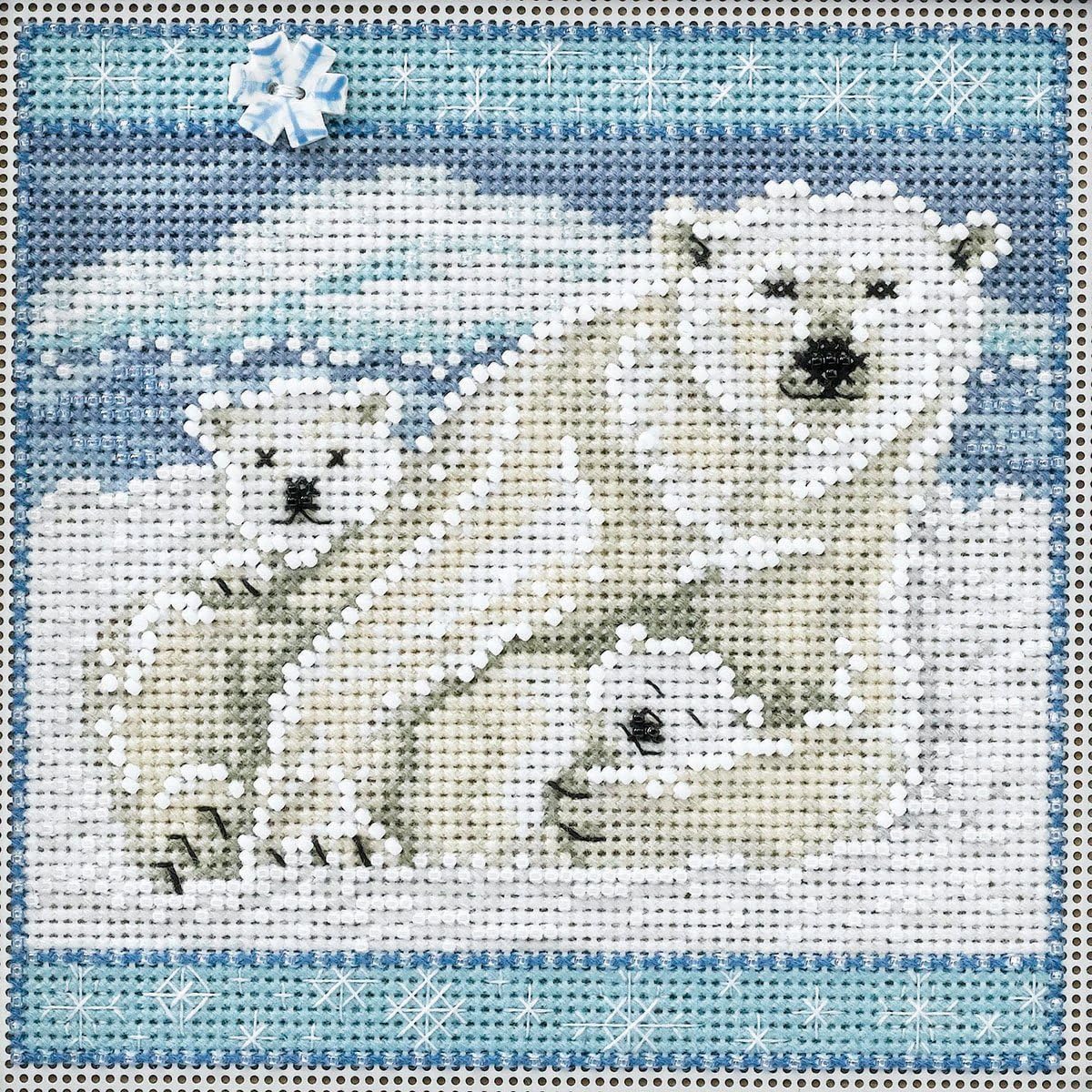 Polar Bears Beaded Counted Cross Stitch Kit MH144305 Mill Hill Buttons & Beads 2014 Winter