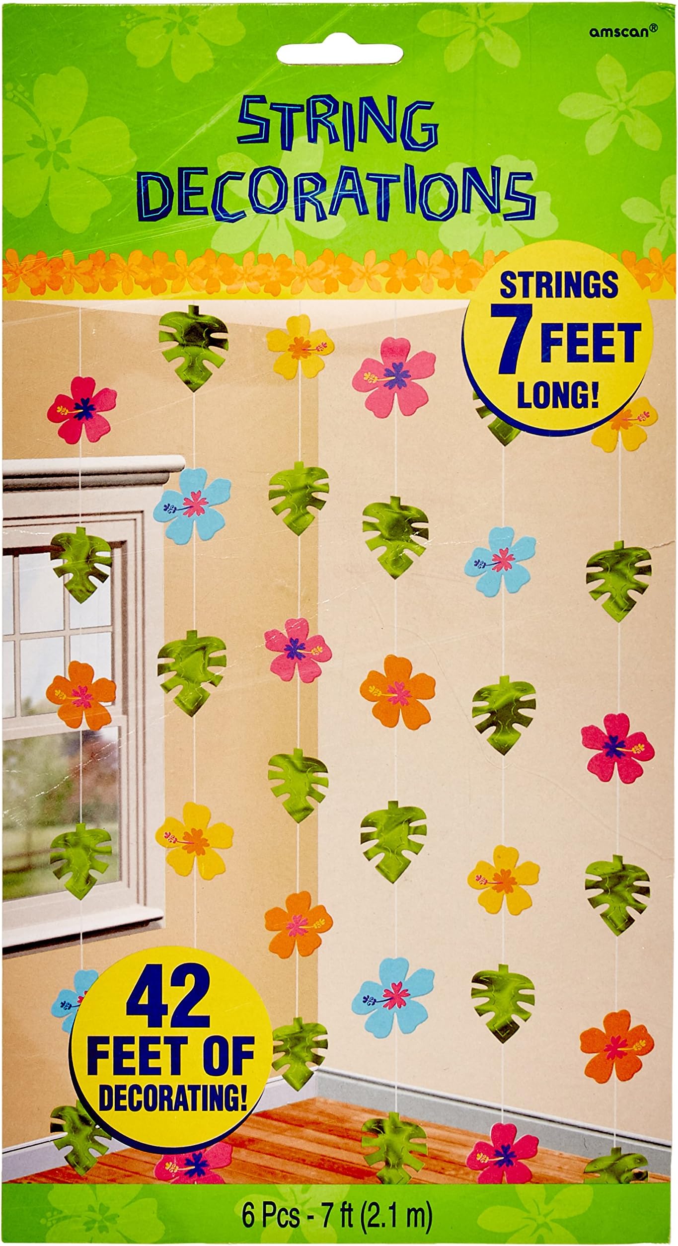 (PKT) Hawaiian Hibiscus String Decorations (6 pk)