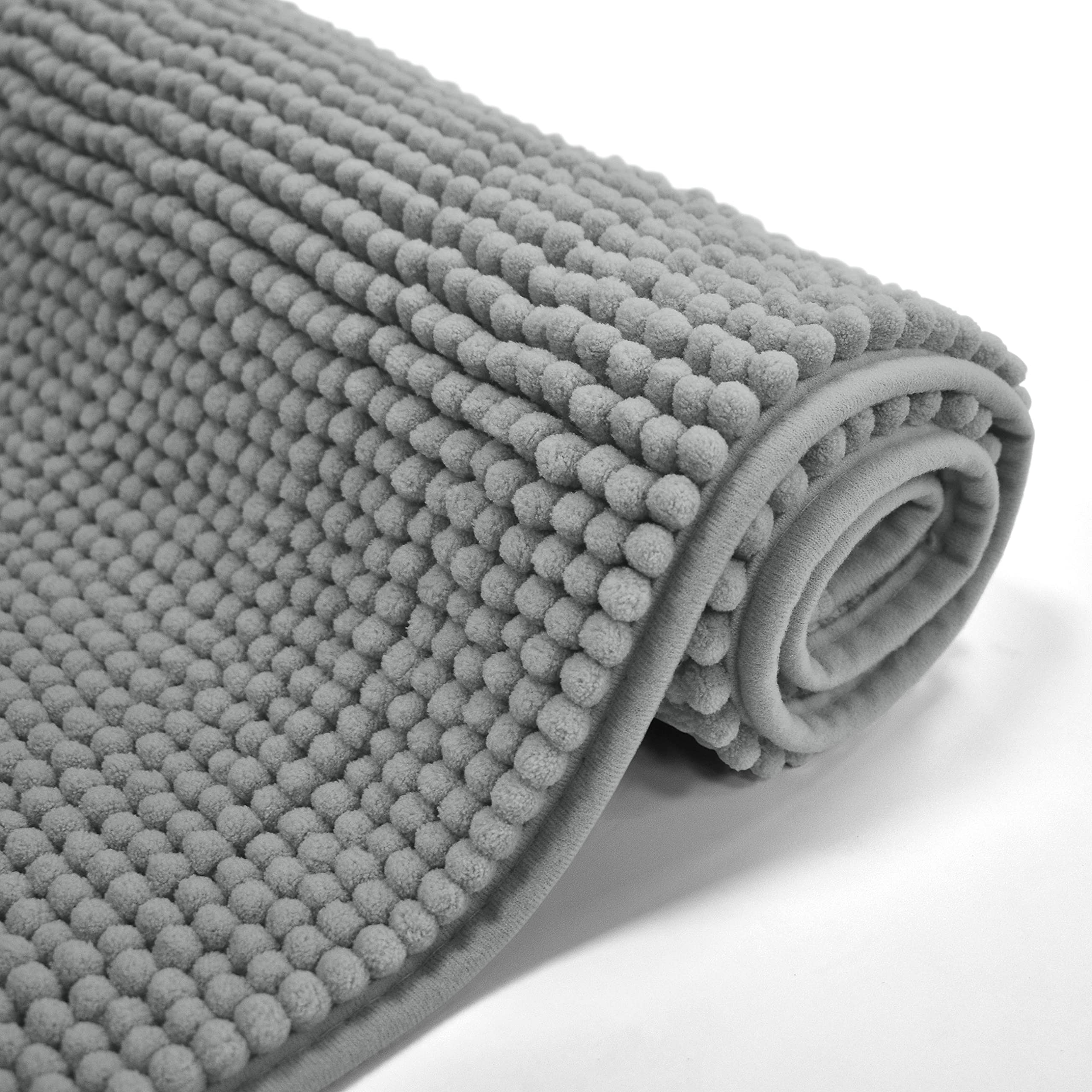 Velosso Shaggy Noodle Chenille Touch High Density Bath Mat Pedestal Mat Anti Slip Super Absorbent (50 x 80 cms, Grey)