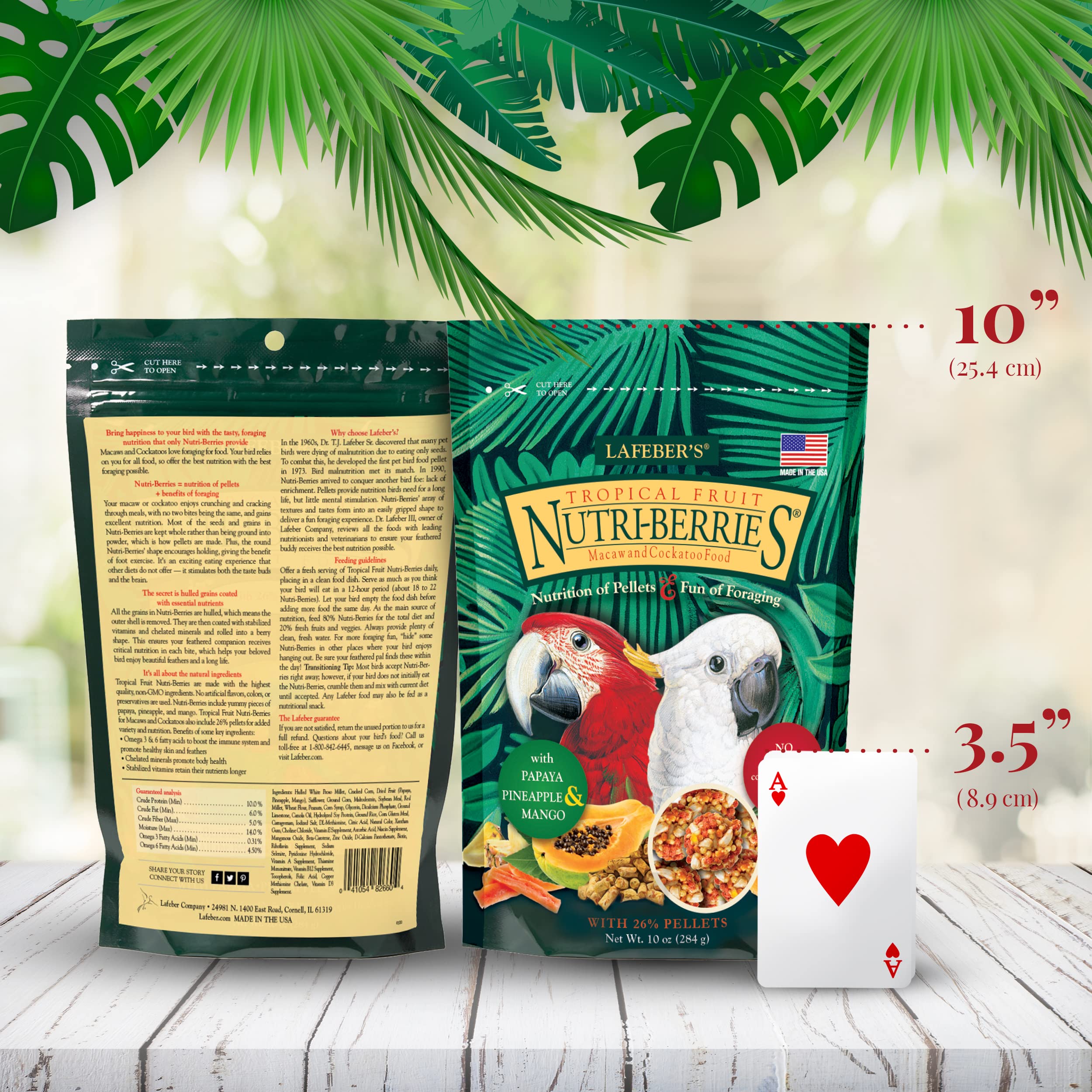 LAFEBER'S Tropical Fruit Nutri-Berries Pet Bird Food, Made with Non-GMO and Human-Grade Ingredients, for Macaws and Cockatoos, 10 oz - Detailed View