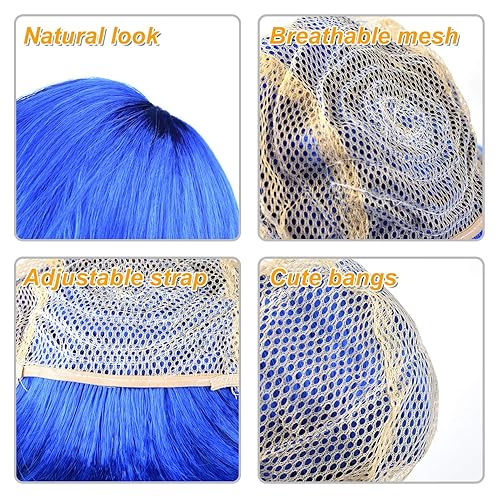 Miniatura 4 de KUUQA Juego de 14 pelucas de fiesta y lentes de sol, peluca corta de neón estilo Bob, paquete de lentes de sol, disfraz colorido para cosplay,