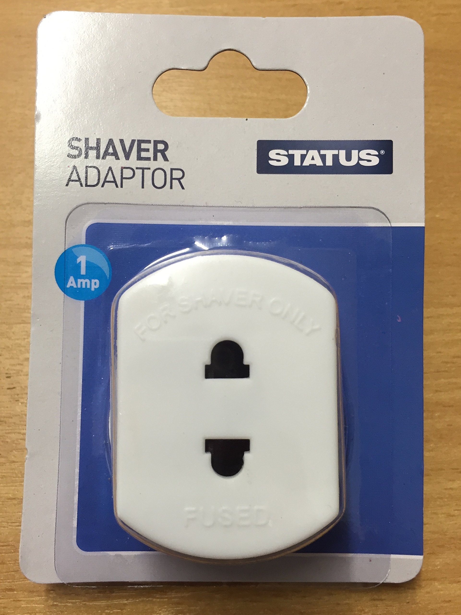 Status Shaver Adapter Plug UK 3 Pin to 2 Pin Socket 1 Amp Fuse NEW