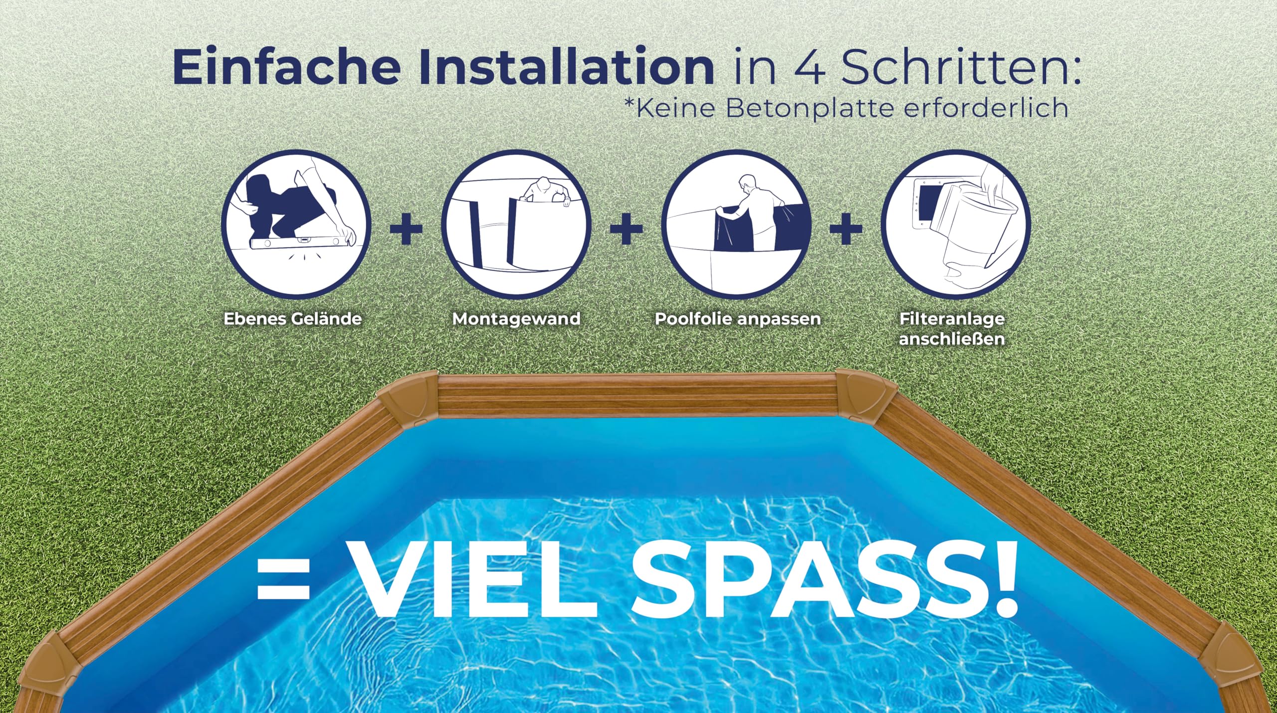 Gre Pool KIT350W Pacific - Aufstellpool aus Stahl, rund, mit Holzoptik. Abnehmbare Gartenpool. 350 x 120 cm