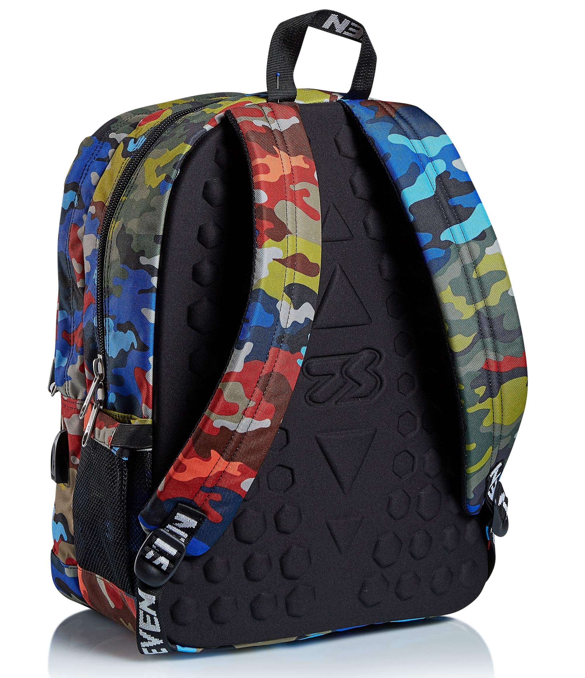 Seven Schulranzen, Geräumige Schultasche für Teenager, Mädchen und Jungen, mit Trinkflaschenfach und USB-Anschluss, für Schule, Sport, Freizeit, Geschenkidee, mehrfarbig