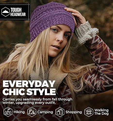 Vista 6 de Gorro de punto para mujer, cálido y suave, elástico, para clima frío de Tough Headwear