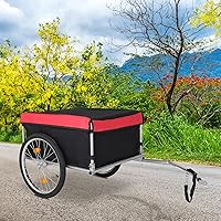 Vista 7 de PEXMOR Remolque de carga para bicicleta, carrito de bicicleta plegable con enganche universal para bicicleta y rueda de liberación rápida de 20
