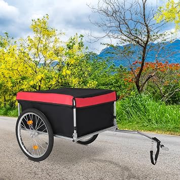 PEXMOR Foldable Bike Cargo Trailer, Bicycle Luggage Wagon Trailer Folding Frame & Quick Release 20 Wheel, Bike Carrier Storage Cart w/Hitch & Waterproof Cover