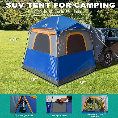 Miniatura 2 de Tienda de campaña SUV para camping, impermeable PU2000mm, se adapta a 5-8 personas, diseño espacioso de doble capa, incluye lluvia y bolsa de