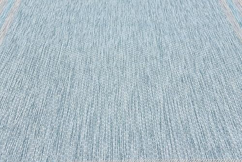 Miniatura 7 de Unique Loom - Colección Outdoor Border - Tapete para exteriores de borde suave - 7 pies 1 pulgada x 10 pies, rectangular, aguamarinamarfil