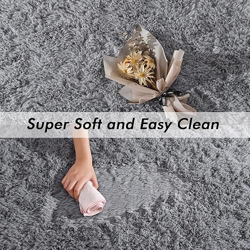 Miniatura 111 de Kelarea Alfombra de área para sala de estar, 3 x 5, antideslizante, color azul turquesa, esponjosa, suave, alfombra de felpa peluda para dormitorio
