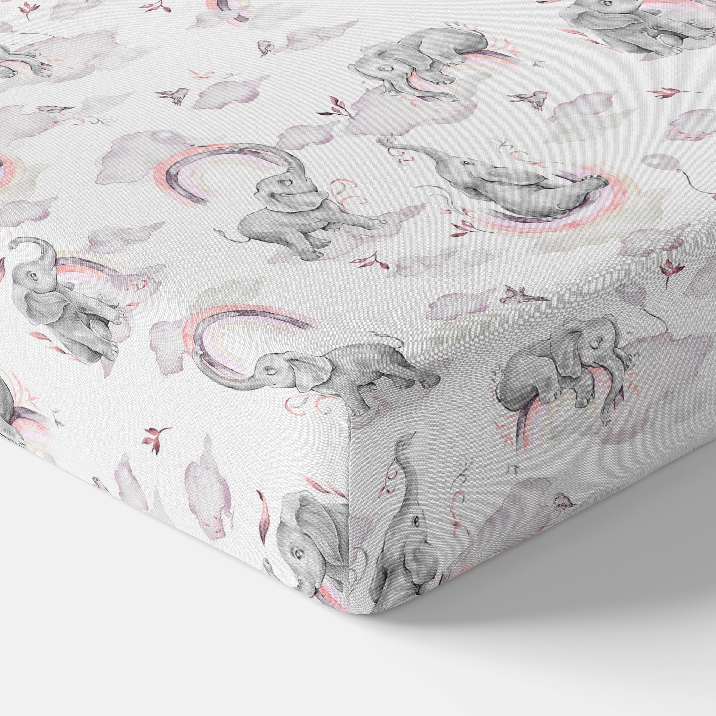 Baby Comfort 100% Cotton Fitted Sheet to fit 100x50 cm Baby Mini Cot (Pink Elephants)