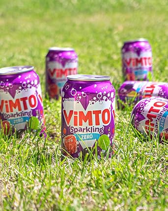 Vimto Fizzy Fruit Juice Drink – Blackcurrant, Grape & Raspberry – 6 x 330ml Cans – Vegetarian – Sparkling Mixed Fruit Flavour – Real Juice from Concentrate