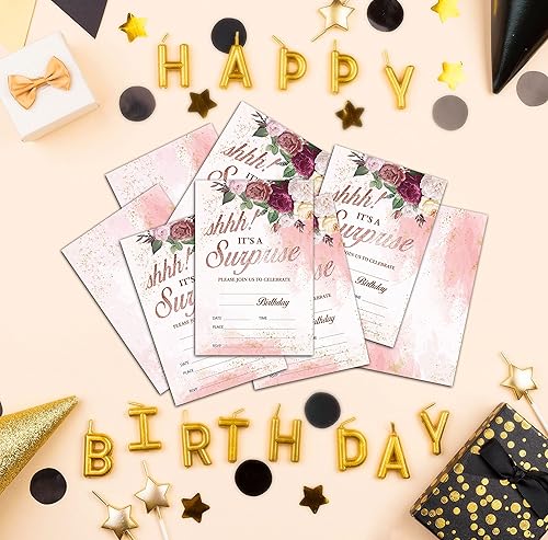 Miniatura 3 de Tarjetas de invitación de fiesta de cumpleaños para niños, invitaciones de fiesta Shhh It's A Surprise, tarjetas para niñas y niños, celebración de