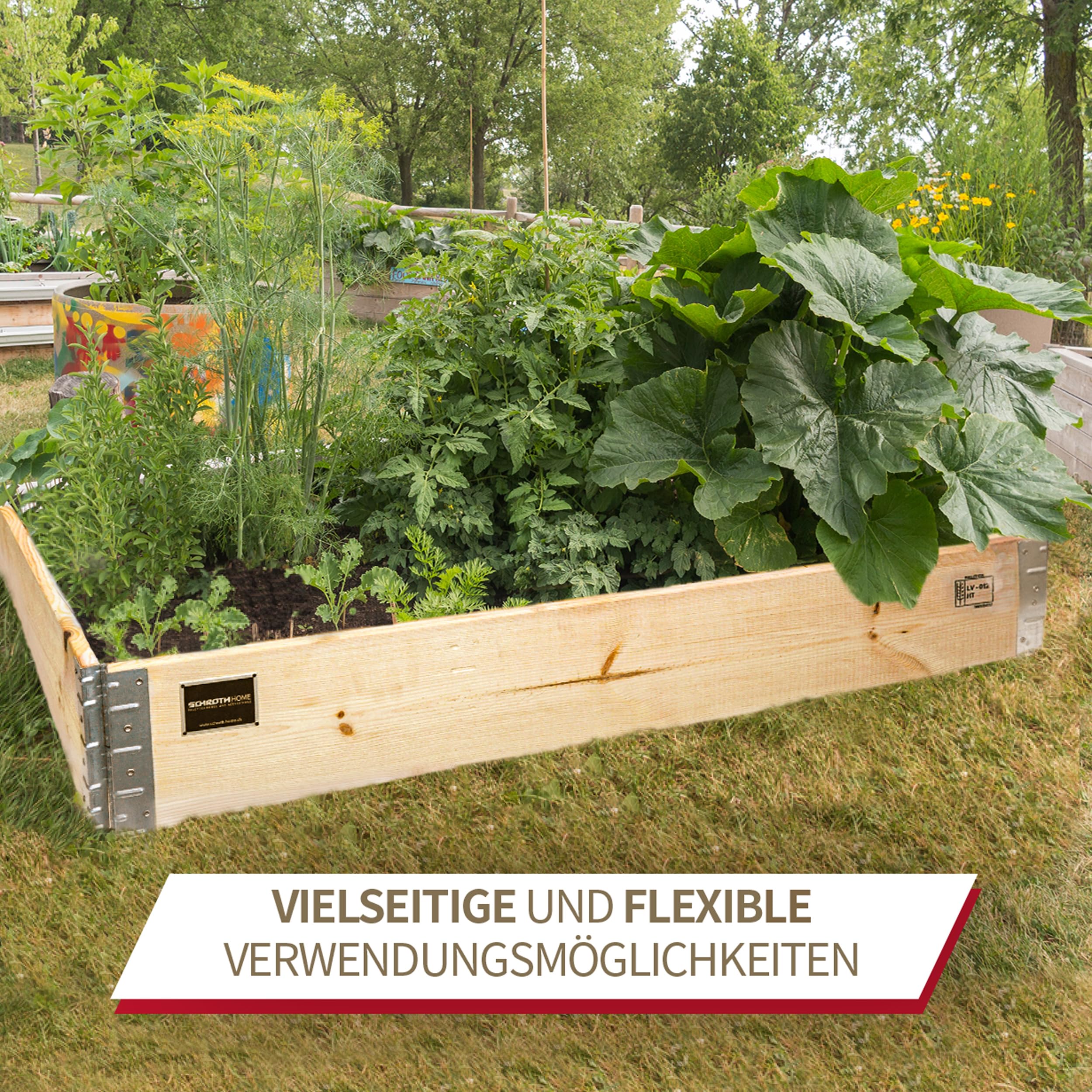 Schroth Home Hochbeet 120x80x20cm groß - rechteckig - Palettenrahmen aus Holz - Hochbeet für Garten - faltbar - steckbar & stapelbar - Aussenbereich (1x Hochbeet Rahmen)