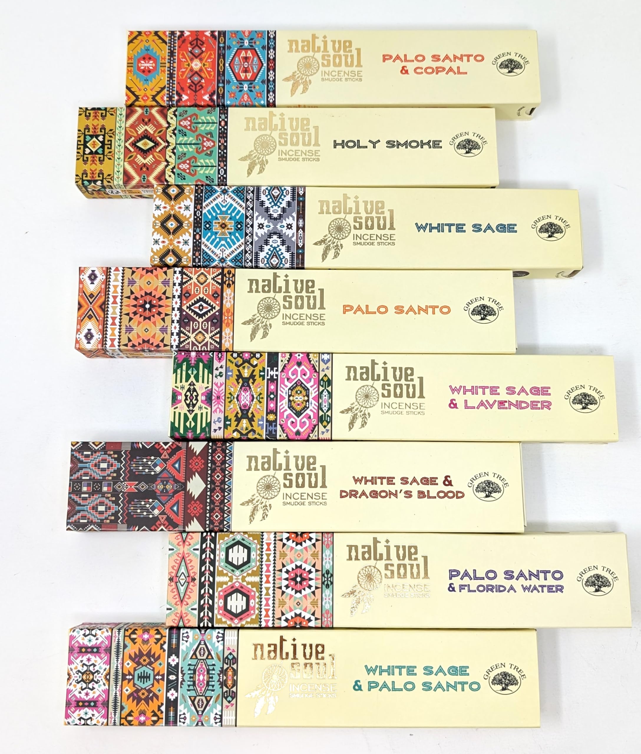Native Soul Incense Sticks Pack of 8 with JRose Incense Burner – Palo Santo, White Sage, Lavender, Dragon’s Blood, Copal & More – Aromatic Smudging & Meditation – Long-Lasting Fragrance