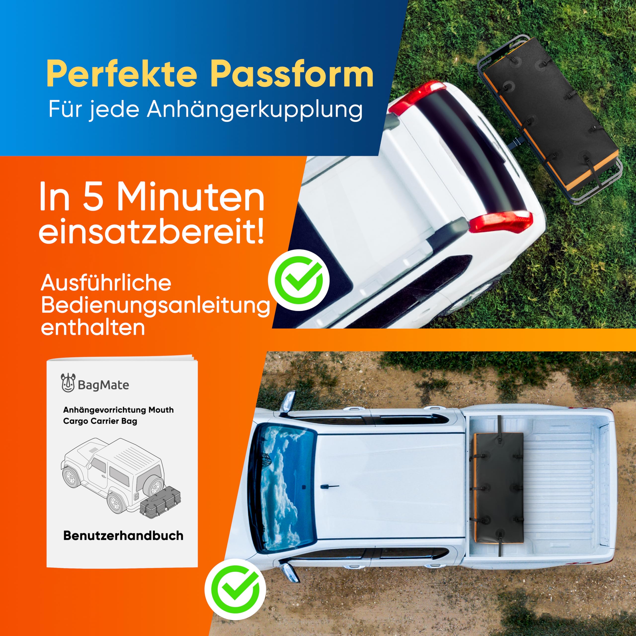 wasserdichte 566L Tragetasche für Anhängerkupplung, langlebige PVC-Plane, Cargo-Box mit Bonusschloss, robusten Gurten und Schnallen, Fahrzeug-Ladungsträger