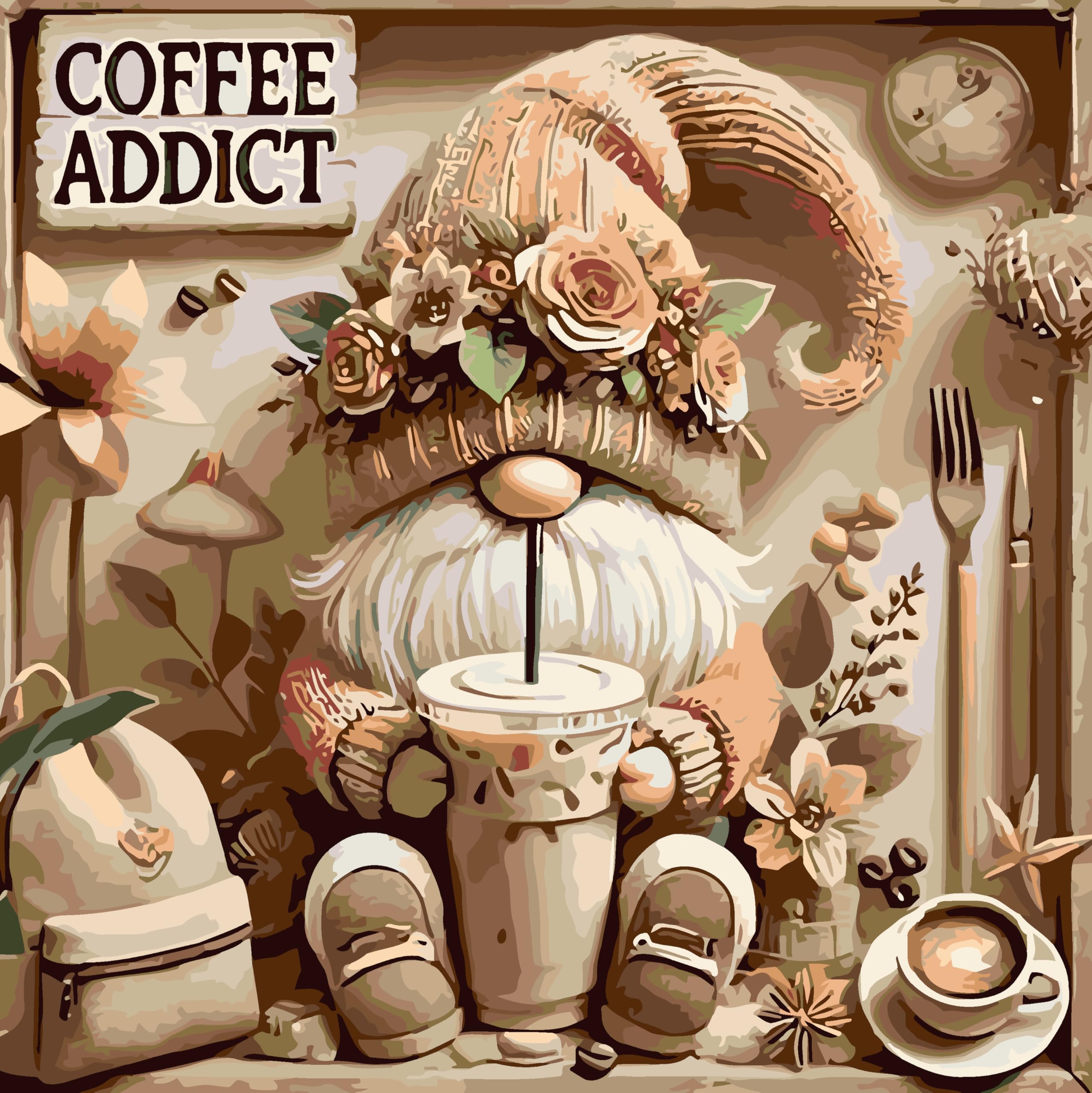 BYGFHLYW Easy Paint by Numbers Kit for Adults Beginner, Gnome Color by Number DIY Acrylic Simple Oil Paint by Number for Home Wall Decor 16x16 in