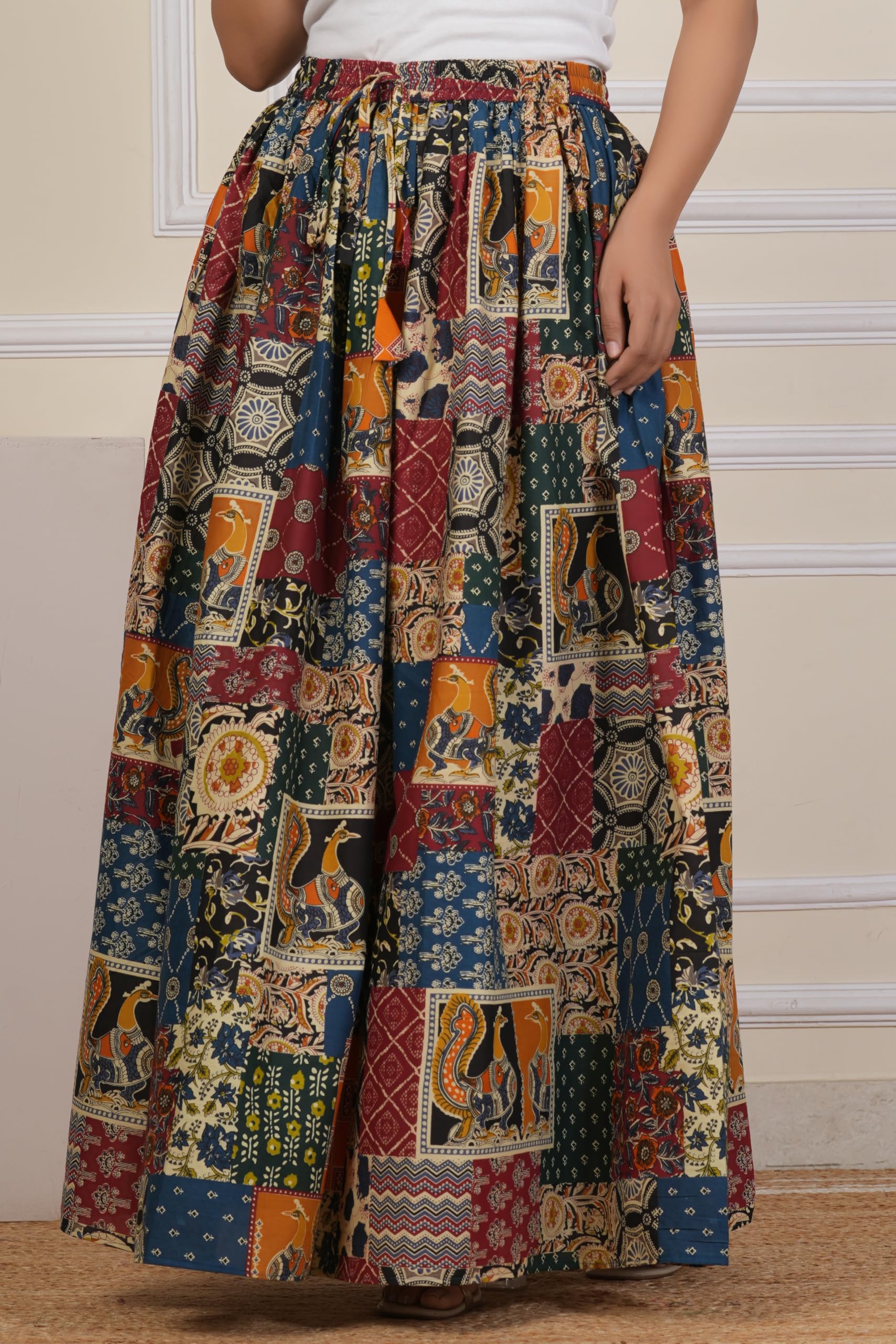Women's Multi-Print, Full Flare Lightweight, Traditional Jaipuri Floral Print Skirt - 100% Breathable Natural Cotton, Elastic Drawstring Waist, Sizing Small to 10XL-image-49